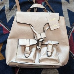Le Miel Vegan leather Taupe backpack NWT